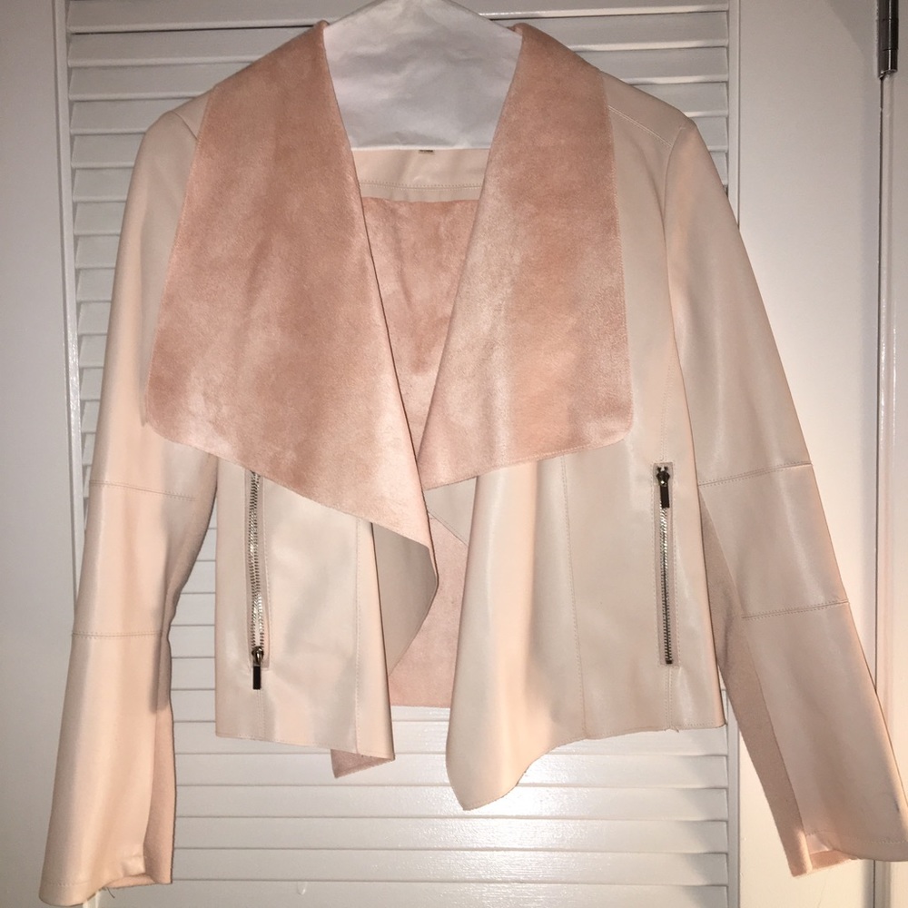 🆕 Blush pink faux leather/suede moto jacket 💕